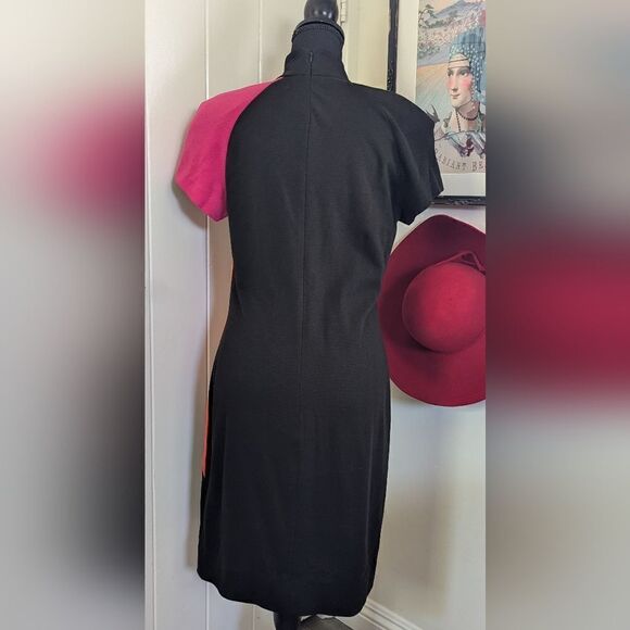 VTG Christine Jaguin Black Purple Red Colorblock Maximalist Power Suit Dress 8 - Picture 6 of 10